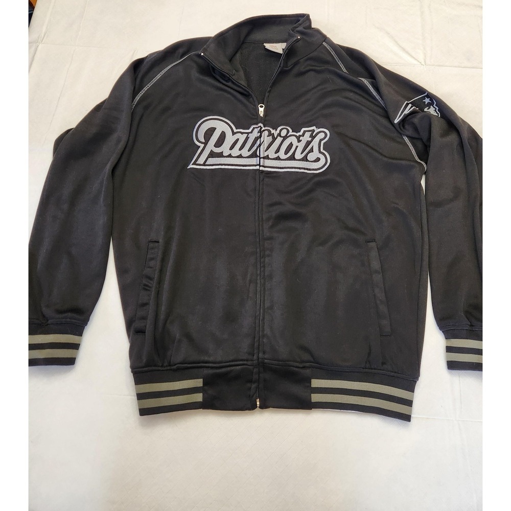 New England Patriots Jacket Mens LT Black NFL Football Full Zip NFL Team Apparel